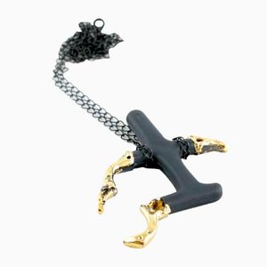 Black and Gold Lover Pendant by Maria Juchnowska, 2016