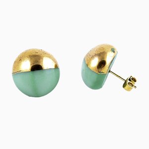 La Traviata Earrings in Green & Gold by Maria Juchnowska, 2015