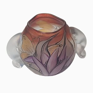 Art Glass Vase with Butterfly by Erwin Eisch, 1992