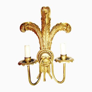 Baroque Style Golden Wood Wall Light, 1950s