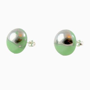 Green and Platinum La Traviata Earrings by Maria Juchnowska, 2015