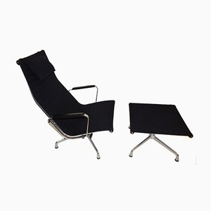 Modell EA124 Drehstuhl mit EA125 Fußstütze von Charles & Ray Eames von Vitra, 1950er, 2er Set
