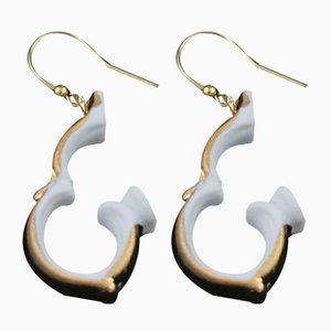 Handle Hanging Gold Earrings by Maria Juchnowska