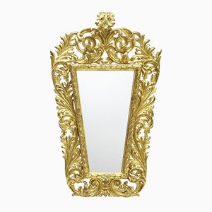Italienischer Spiegel mit Rahmen aus vergoldetem & geschnitztem Holz, 18. Jh.