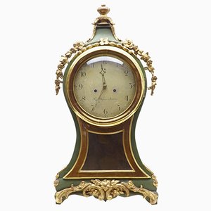 Antique Swedish Gilt & Painted Mantle Clock
