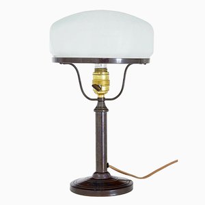Bronze Table Lamp with Frosted Glass Shade, 1960s