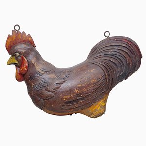 19th Century Carved Cockerel Rooster Sign