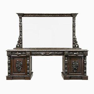 Antique Carved Oak Mirrored Sideboard