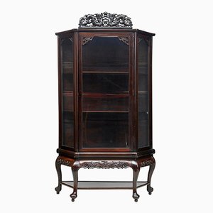 Meuble Vitrine Antique en Bois Massif Sculpté, Chine