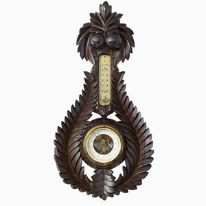 Antiker dänischer Barometer aus geschnitztem Nussholz