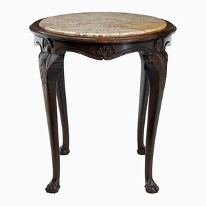 19th Century French Oak Marble Center Table