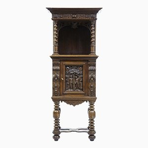 Victorian Carved Oak Hall Cupboard on Stand