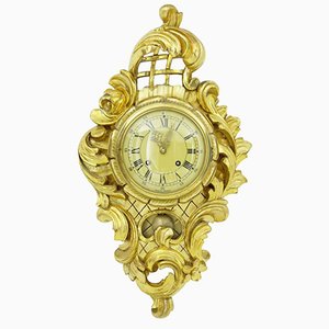 Vintage Carved & Gilt Ornate Wall Clock from Hasselblad, 1950s