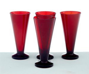 Rote skandinavische Gläser von Monica Bratt, 1950er, 4er Set