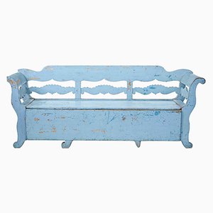Large Antique Pine Bench with Storage
