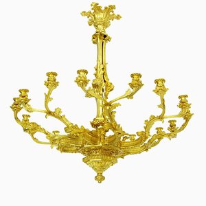 Lampadario Ormolu antico dorato ad otto braccia, Francia