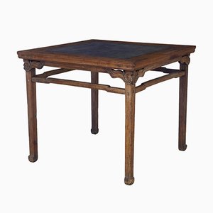 Tavolo grande in legno massiccio e marmo, Cina, XIX secolo