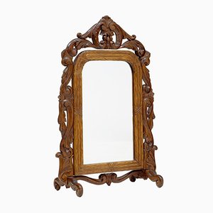 Espejo de tocador de roble tallado de finales del siglo XIX