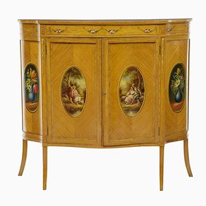 Late 19th-Century Sheraton Satinwood Inlaid & Painted Cabinet