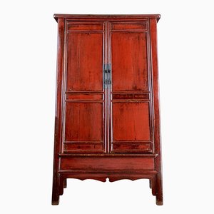 Mueble chino antiguo grande lacado en rojo