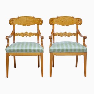 Schwedische Vintage Armlehnstühle aus Birke, 2er Set