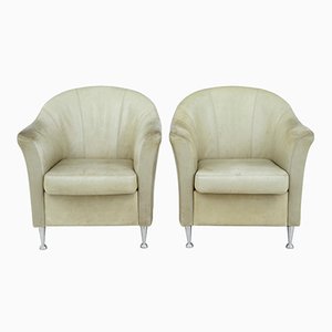 Fauteuils Mid-Century en Cuir, Set de 2