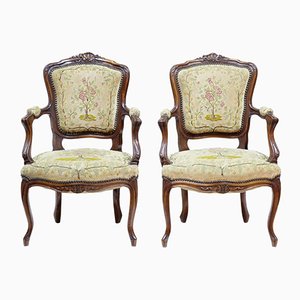 Fauteuils Antiques en Noyer, France, Set de 2