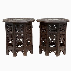 Antique Indian Octagonal Hardwood Occasional Tables, Set of 2