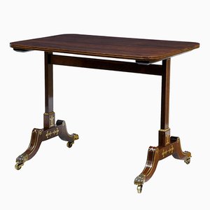 Table d'Appoint Regency Antique en Palissandre et Incrustation de Laiton