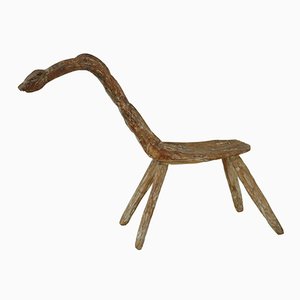 Tabouret pour Enfant Sculptural en Chêne, 19ème Siècle