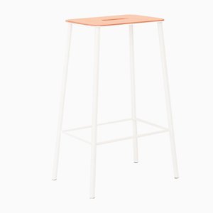 Leather & White Steel Adam Stool by Toke Lauridsen for FRAMA