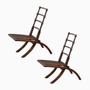 Set de Chaises d'Appoint Pliantes Antiques en Noyer, 1870s