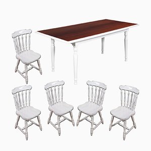 Mid-Century Esstisch mit 5 Stühlen, 6 . Set
