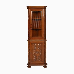 Renaissance Style Carved Walnut Corner Cupboard by Michele Bonciani, 1930s