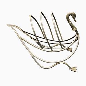 Porte-Revues en Laiton Plaqué Nickel, Italie, 1970s