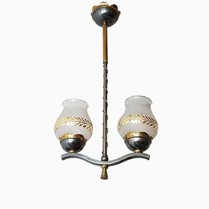 Messing Deckenlampe mit vergoldeter Patina, 1950er