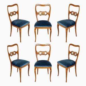 Vintage Velvet Dining Chairs, 1940s, Set of 6