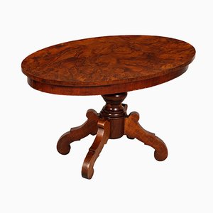 Art Deco Oval Walnut Coffee Table, 1930s