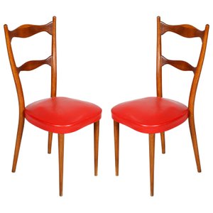 Vintage Leather Side Chairs, 1940s, Set of 2