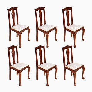 Italian Baroque Chippendale Style Walnut Chairs, 1920s, Set of 6