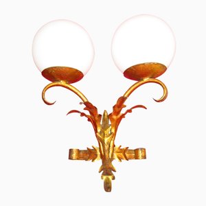 Goldene Mid-Century Wandlampe, 1950er
