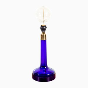 Scandinavian Blue Glass Table Lamp from Holmegaard, 1960s