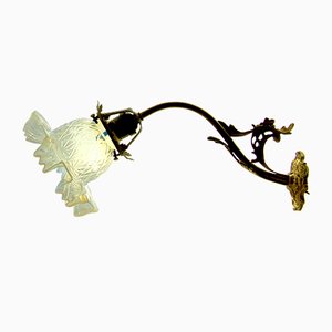 Art Nouveau Opaline Glass & Brass Wall Light, 1908