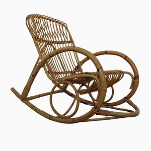 Mid-Century Italian Bamboo Rocking Chair, 1950s