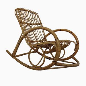 Rocking Chair Mid-Century en Bambou, Italie, 1950s