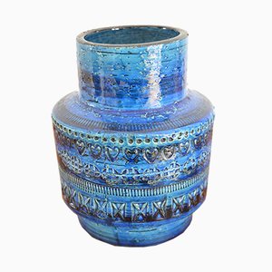 Blaue Rimini Keramikvase von Aldo Londi für Bitossi, 1960er