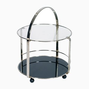 Italian Chrome Round Cocktail Bar Cart, 1970s