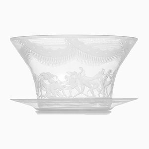 Vase Slöjdansen Antique en Verre par Simon Gate pour Orrefors, 1918