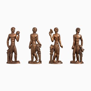 Swedish Bronze Reliefs by Stig Blomberg for ASEA, 1920s, Set of 4