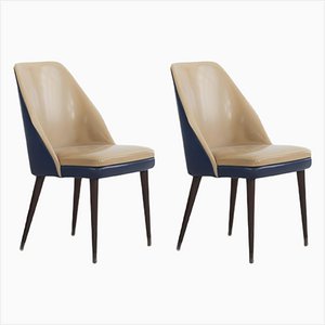 Set of Bicolor Leatherette Dining Chairs from Cassina, 1950s